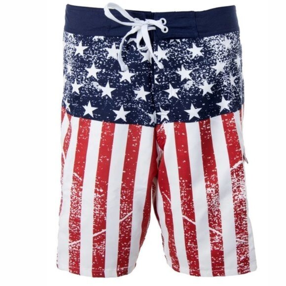 Calhoun Sports Wear Men's USA Distressed Flag Boardshorts Size M NWT - Picture 1 of 5